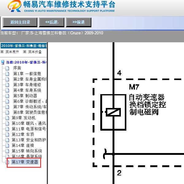 2010年雪佛兰科鲁兹挂挡电路图