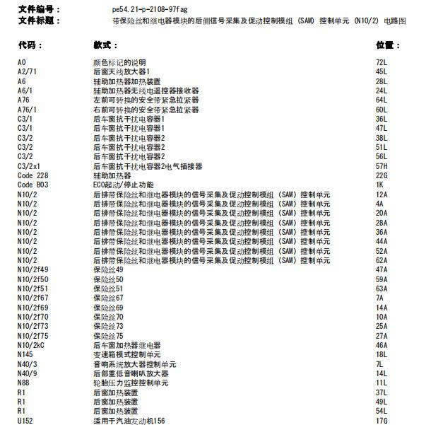2013年奔驰C180 后SAM模块电路图和拆装资料