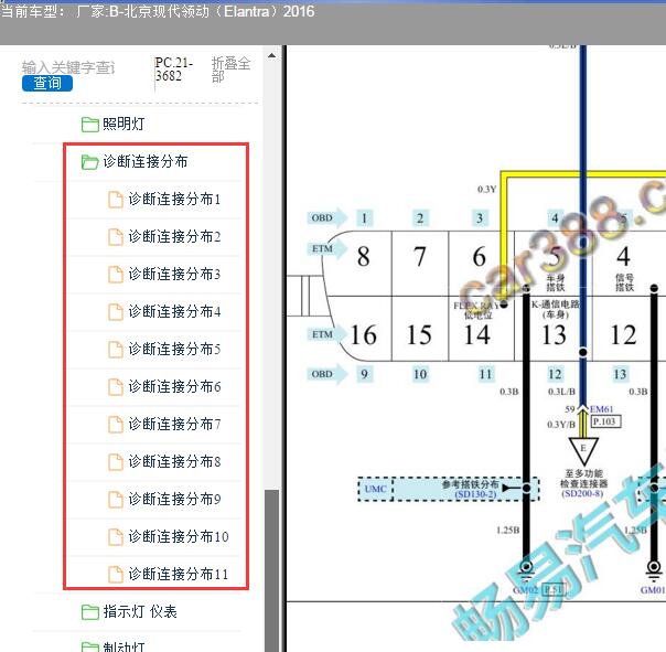 2016年现代领动OBD网络电路图