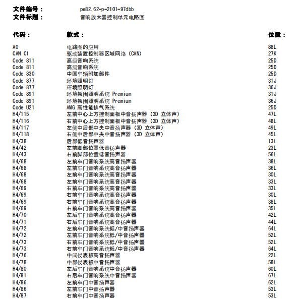 2019年奔驰E200音响电路图