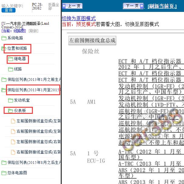 2014年丰田酷路泽 室内保险盒说明
