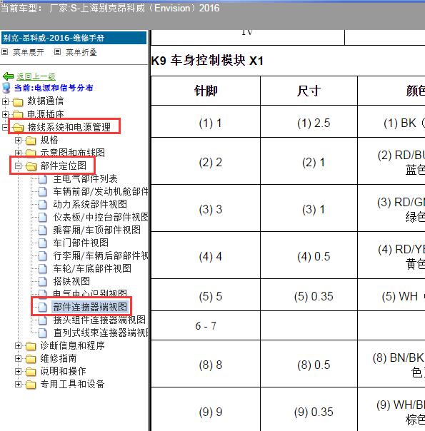 2016年别克昂科威车身电脑针脚