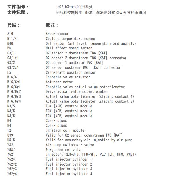 2001年奔驰A160 发动机电路图