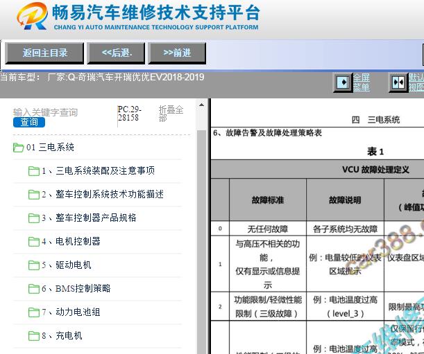2018-2019年开瑞优优EV维修手册资料