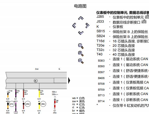 2015年大众迈腾仪表针脚和电路图