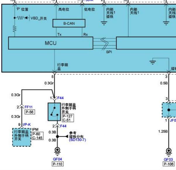 2011年起亚凯尊尾门锁电路图