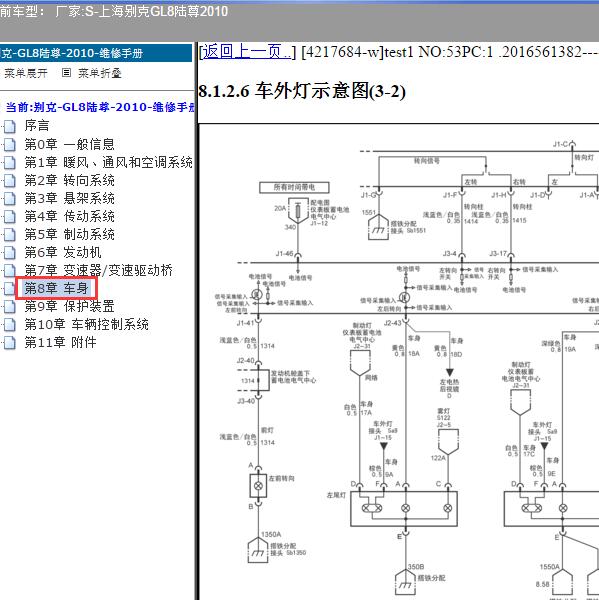 2010年上海别克-GL8陆尊 转向灯电路图