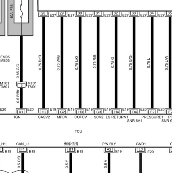 2018年江淮瑞风M5 DCT变速箱电路图