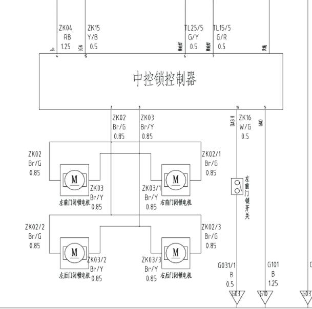 长安跨越张D5 中控门锁电路图
