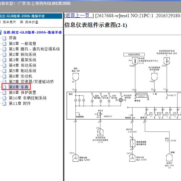 2006年上海别克-GL8陆尊 仪表电路图