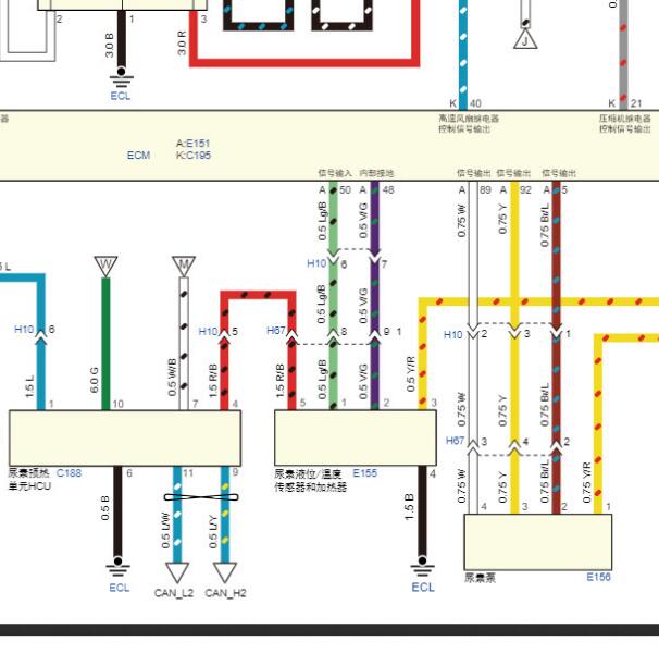 2021年五十铃铃拓发动机尿素系统电路图