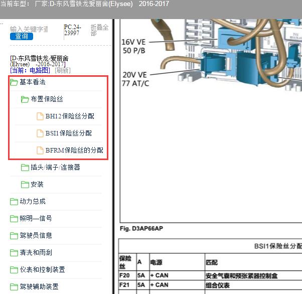 2016年雪铁龙爱丽舍保险位置说明资料
