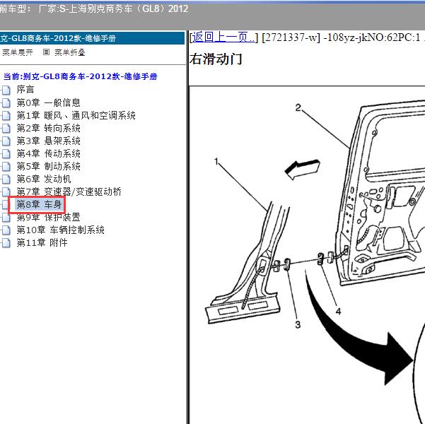 2012年上海别克-商务车（GL8）右侧滑动门位置