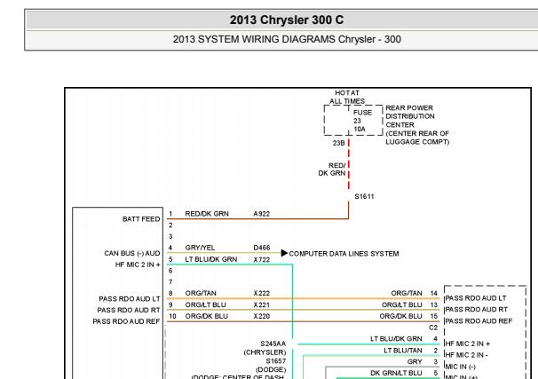 2013年克莱斯勒300C娱乐音响和倒车影像电路图