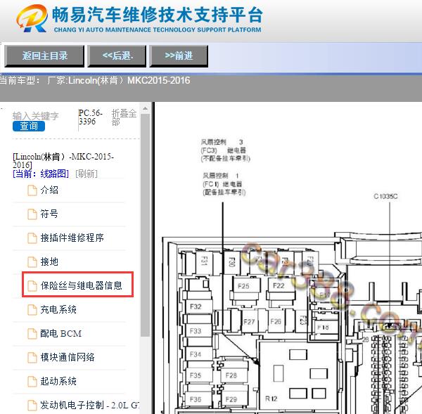 2015-2016年林肯MKC保险与继电器位置