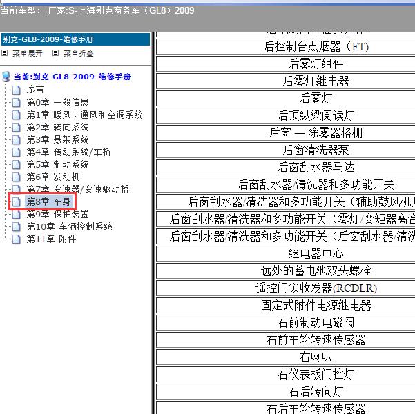 2009年上海别克-商务车（GL8）车窗升降器位置