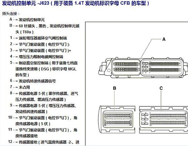 2011年大众迈腾发动机针脚资料