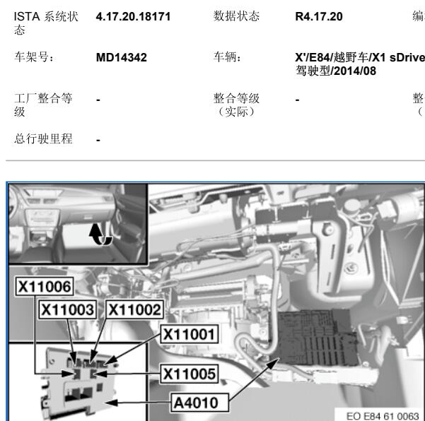 2014年宝马X1 A4010模块位置