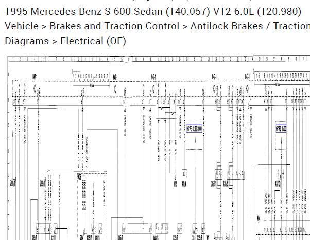 1995年奔驰S600发动机和ABS电路图