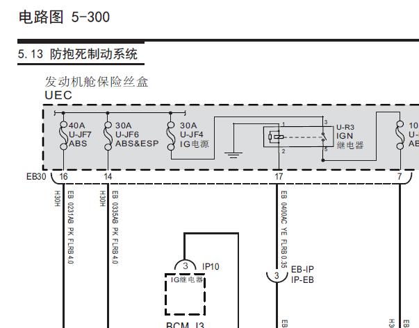 2022年上汽大通G50 ABS和电子手刹电路图