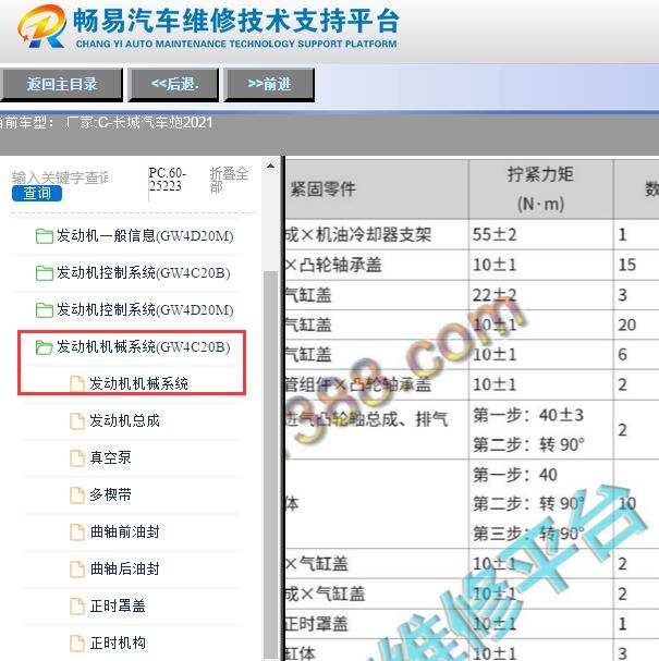 2021年长城炮发动机大修扭矩