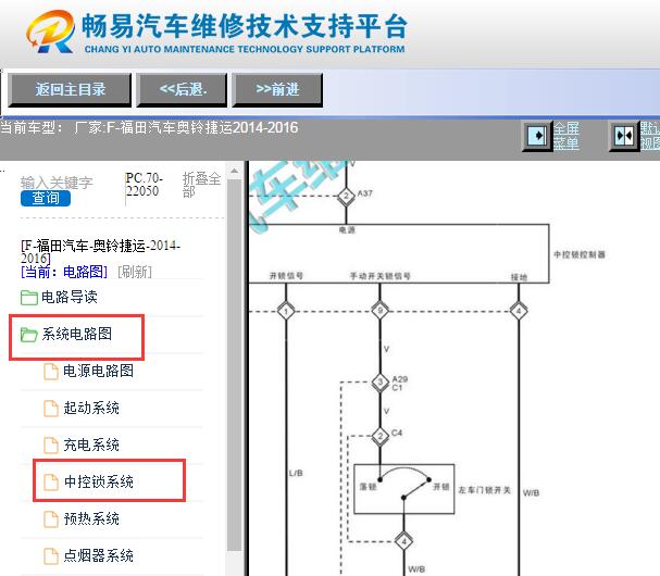 2014-2016年奥铃捷运中控门锁电路图