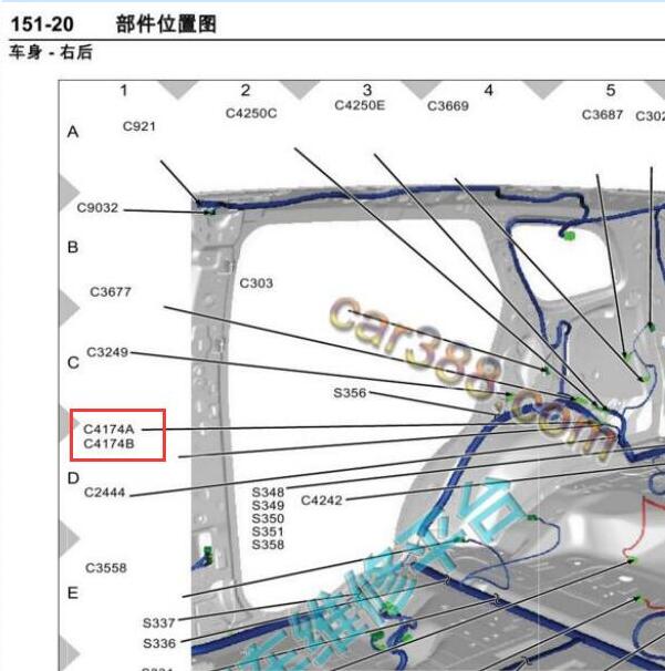2020年江铃福特撼路者尾门模块位置