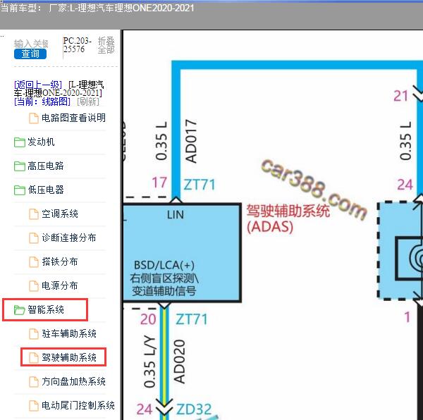 2020-2021年理想ONE  ADAS和毫米波雷波电路图
