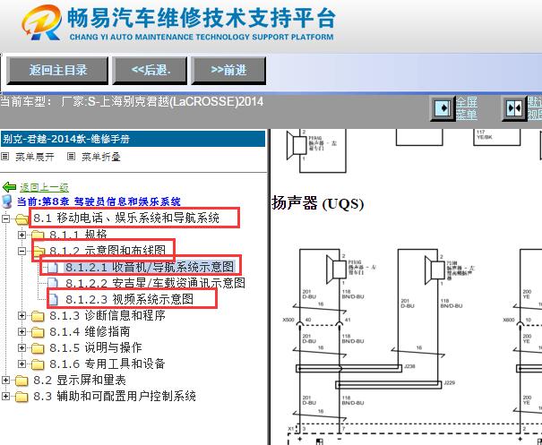 2014年别克君越娱乐音响系统电路图