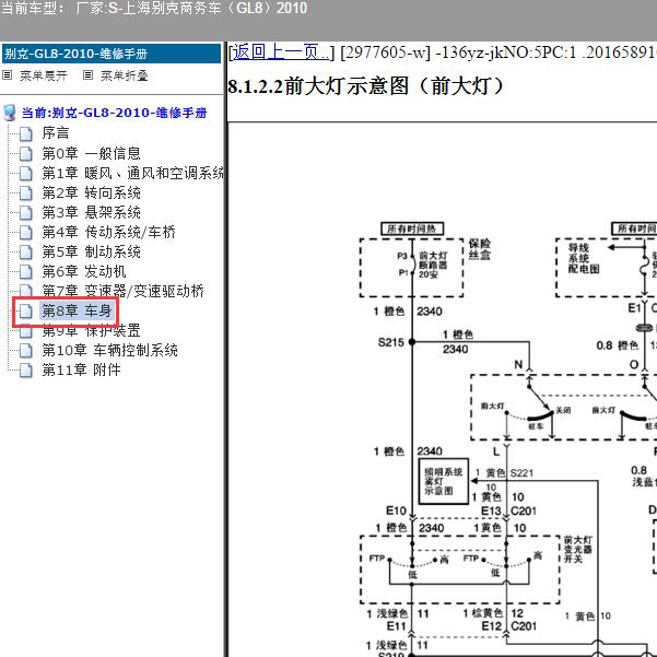 2010年上海别克-商务车（GL8）大灯电路图