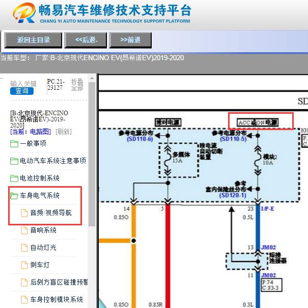 2019-2020年现代ENCINO EV定速巡航电路图