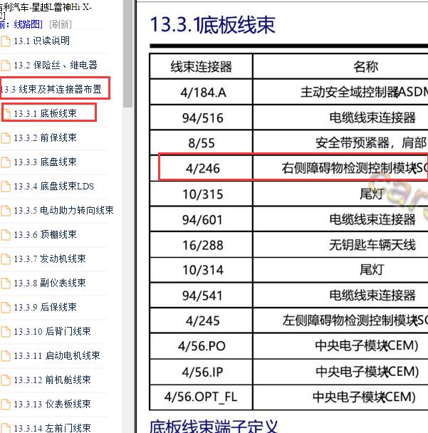 2022年星越L雷神Hi.X 右侧障碍物监测模块代码