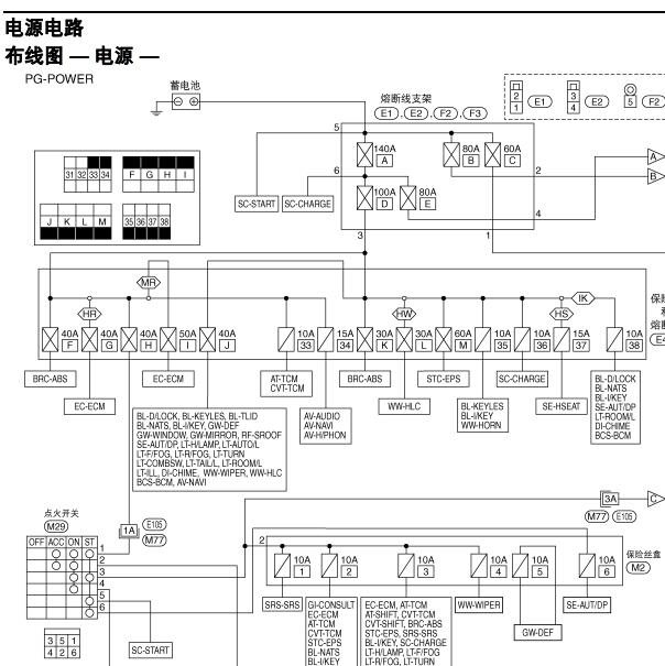 2009年日产轩逸电源电路图