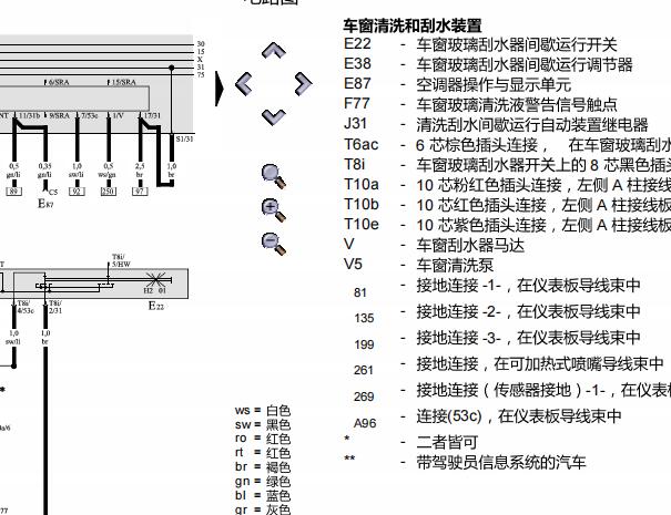 2005年奥迪A6雨刮和仪表电路图