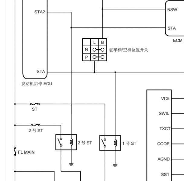 2018年丰田RAV4 2号ST继电器线路走向