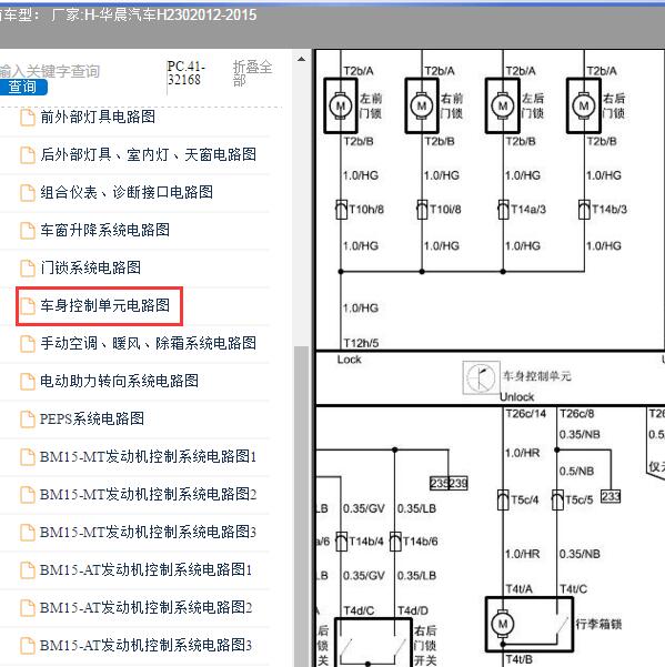 2012-2015年华晨汽车-H230 车身控制器电路图