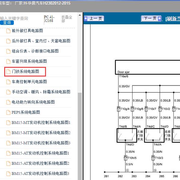 2012-2015年华晨汽车-H230 中控锁电路图