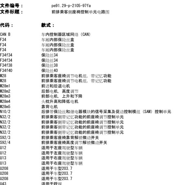 2001年奔驰 C 200 座椅电路图