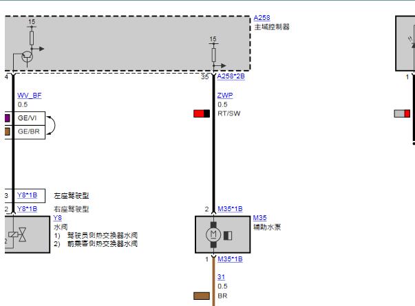 2016年宝马X5空调暖风水阀电路图