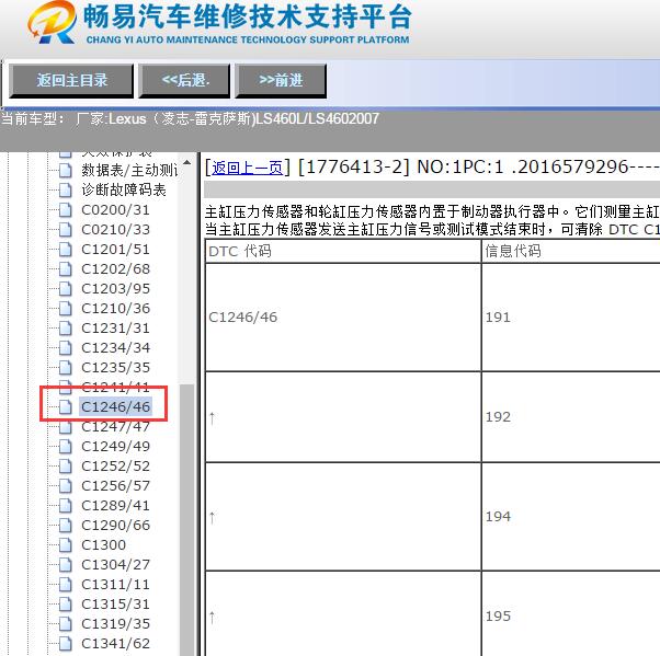 2007年雷克萨斯LS460L 故障码C1246维修手册