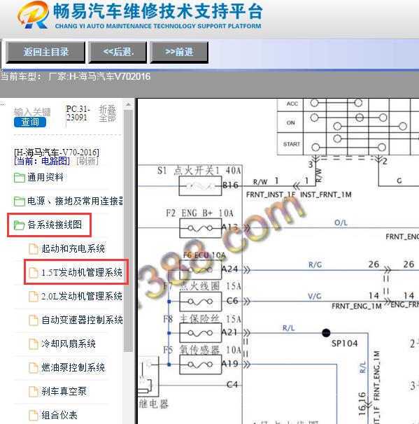 2016年海马V70发动机电路图