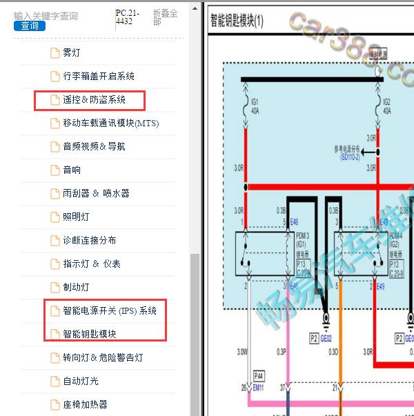 2013-2014年现代朗动智能钥匙系统电路图