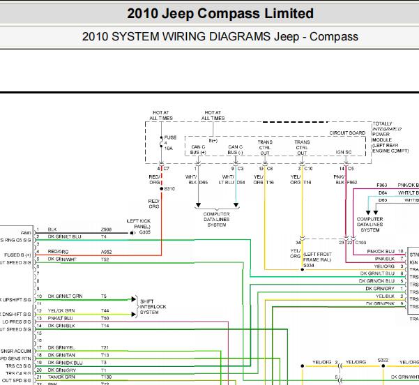 2010年吉普指南者变速箱电路图和位置