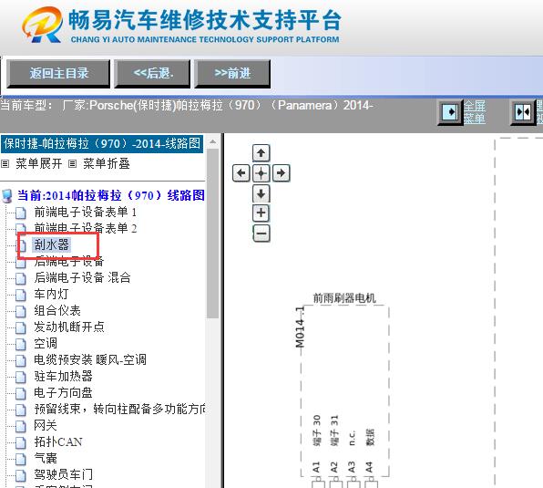 2014年保时捷帕拉梅拉雨刮电路图