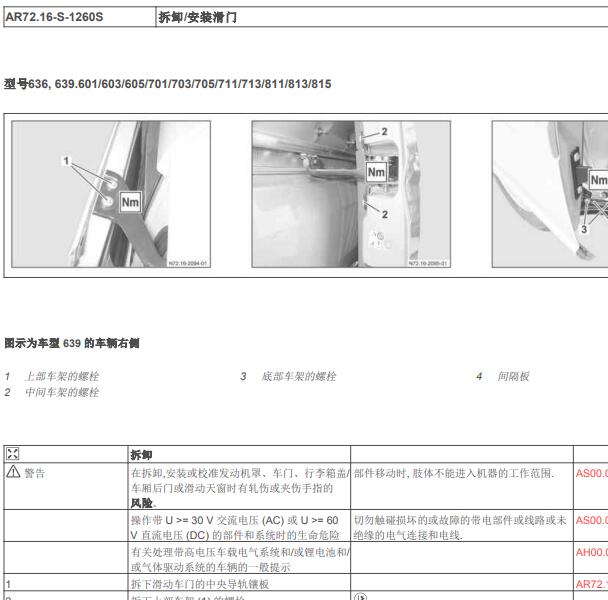 2004年奔驰唯雅诺电动中门维修手册.