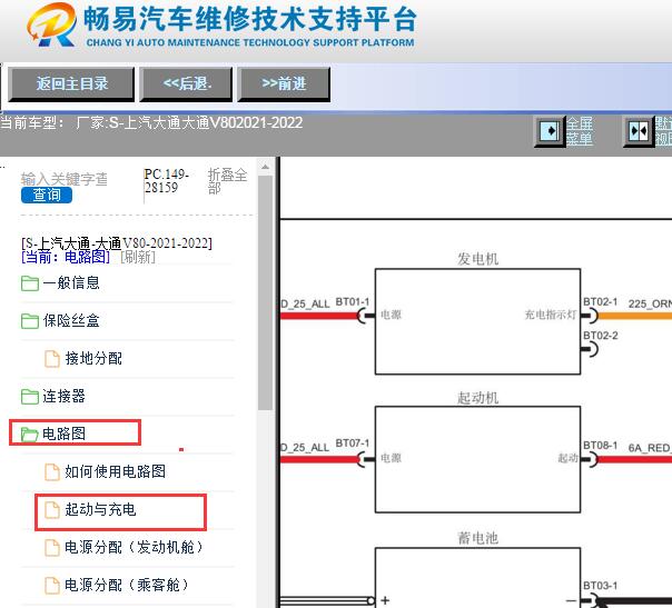 2021-2022年上汽大通V80起动机电路图