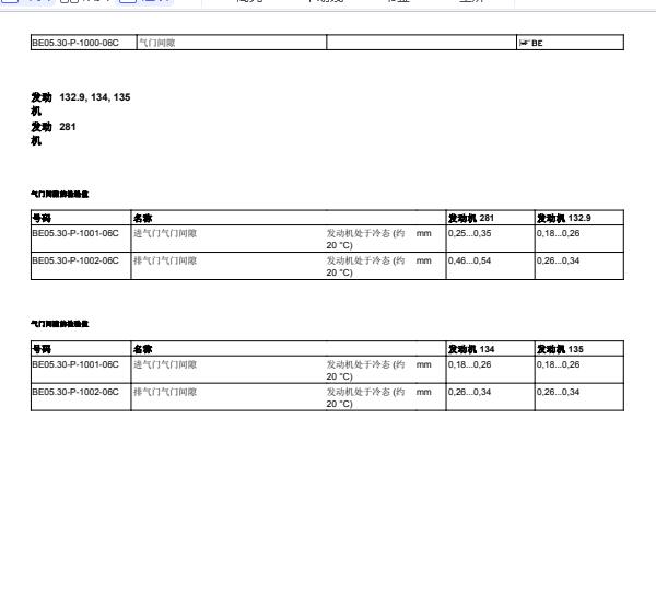 2011年奔驰smart进排气门间隙