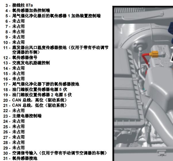 2013年大众桑塔纳CPD发动机针脚