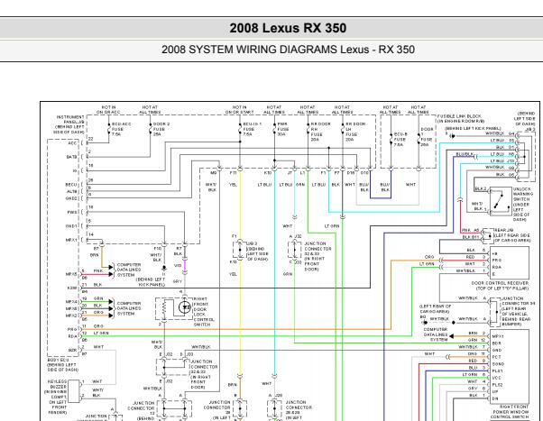2008年雷克萨斯RX350车窗电路图