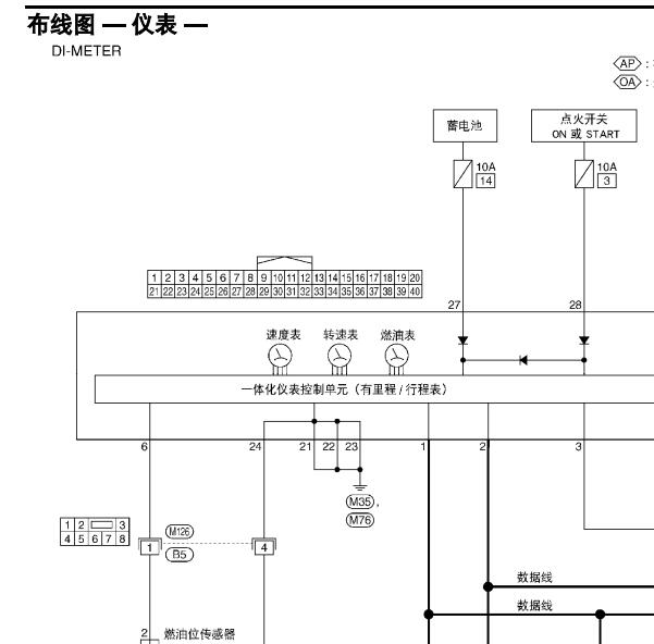 2009年日产轩逸仪表端子图